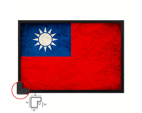 Taiwan Country Vintage Flag Wood Framed Print Wall Art Decor Gifts