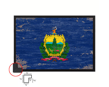Vermont State Shabby Chic Flag Wood Framed Paper Print  Wall Art Decor Gifts