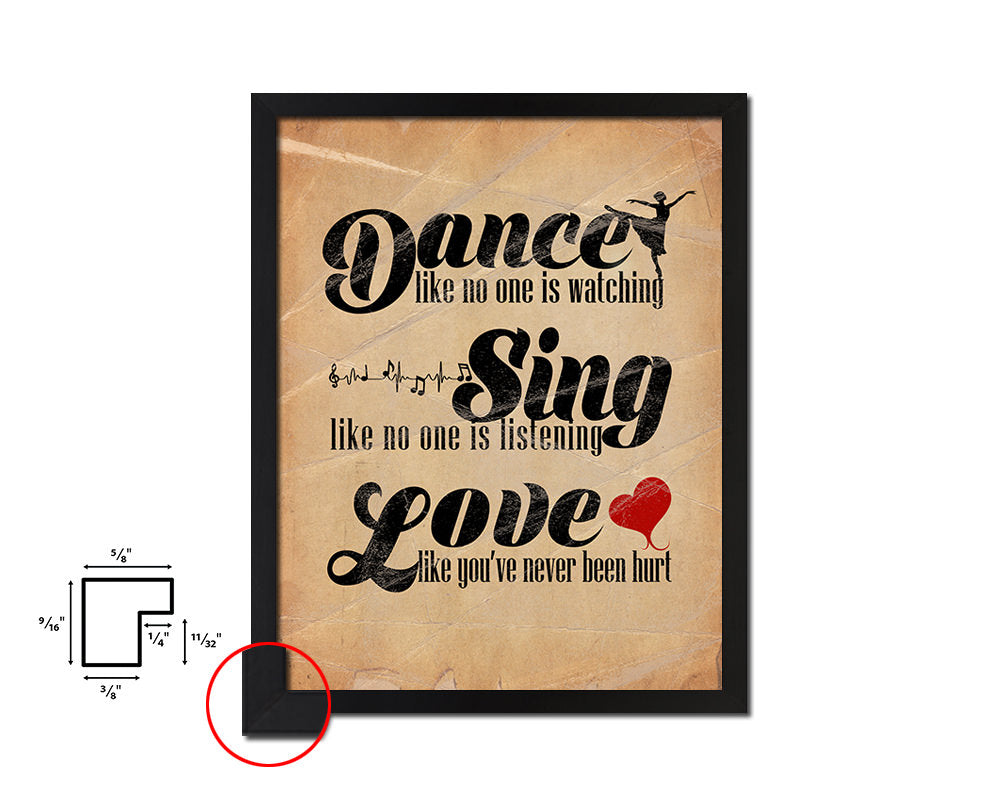 Dance like no one is watching Quote Paper Artwork Framed Print Wall Decor Art