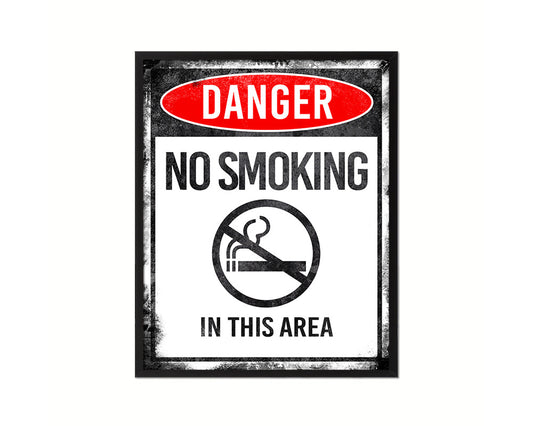 No smoking in this area Notice Danger Sign Framed Print Home Decor Wall Art Gifts
