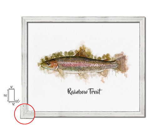 Rainbow Trout Fish Framed Prints Modern Restaurant Sushi Bar Watercolor Wall Art Decor