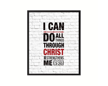 I can do all things through Christ who strengthens me, Philippians 3:20 Quote Framed Print Wall Art