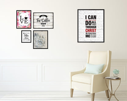 I can do all things through Christ who strengthens me, Philippians 3:20 Quote Framed Print Wall Art