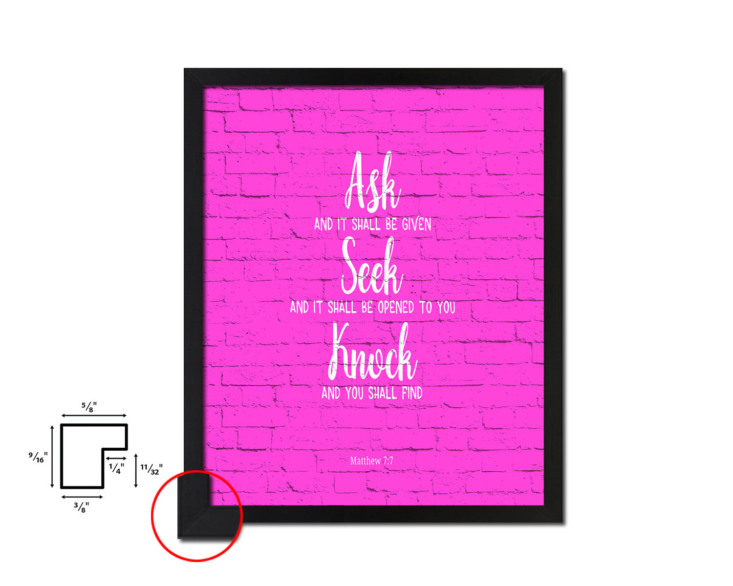 Ask Seek and Knock, Matthew 7:7 Quote Framed Print Home Decor Wall Art Gifts