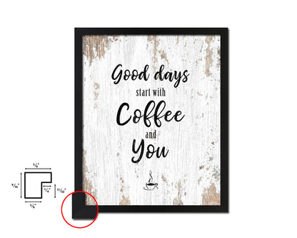 Good ideas start with coffee and you Quote Framed Artwork Print Wall Decor Art Gifts