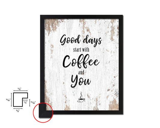 Good ideas start with coffee and you Quote Framed Artwork Print Wall Decor Art Gifts
