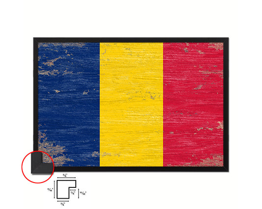 Chad Shabby Chic Country Flag Wood Framed Print Wall Art Decor Gifts
