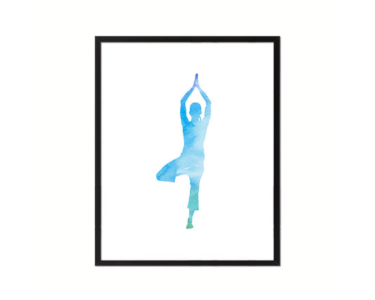 Tree Vrksasana Yoga Wood Framed Print Wall Decor Art Gifts