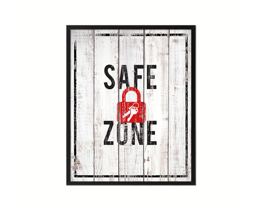 Safe Zone Notice Danger Sign Framed Print Home Decor Wall Art Gifts