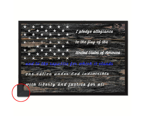 Thin Blue Line Honoring Law Enforcement American, Pledge Allegiance Colonial Primitive Sign Wood Rustic Flag Art