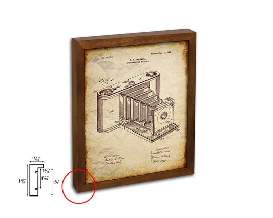 Brownell Photographic Camera Vintage Patent Artwork Walnut Frame Print Wall Art Decor Gifts