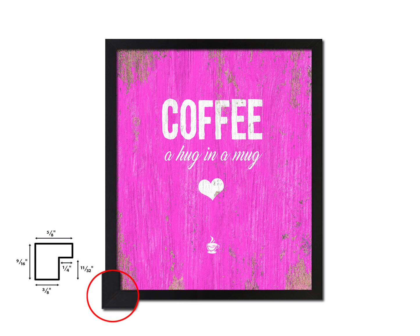 Coffee a hug in a mug Quotes Framed Print Home Decor Wall Art Gifts