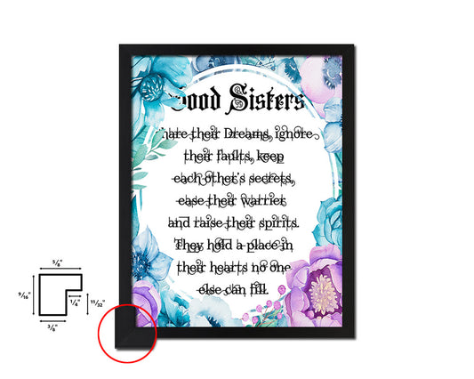 Good Sisters share their dreams Quote Boho Flower Framed Print Wall Decor Art