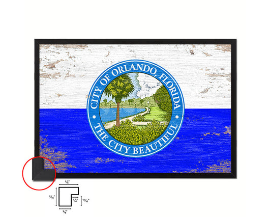 Orlando City Florida State Shabby Chic Flag Framed Prints Decor Wall Art Gifts