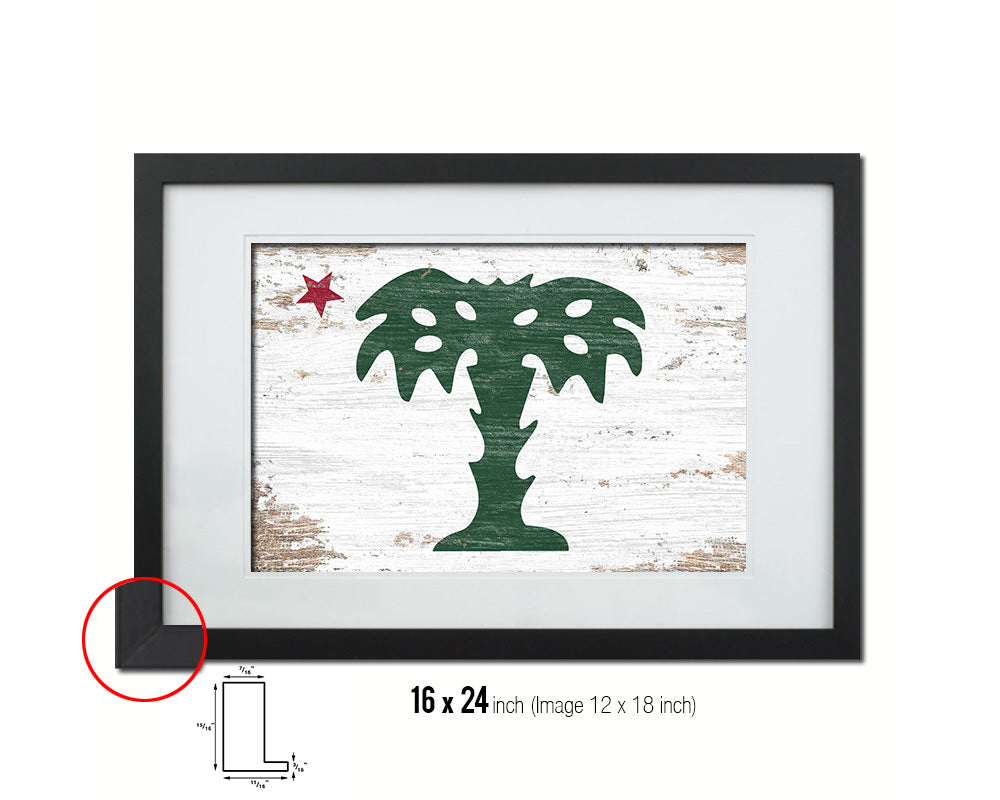 South Carolina Palmetto Guard Shabby Chic Military Flag Framed Print Decor Wall Art Gifts