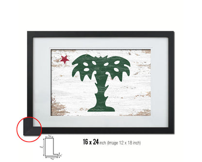 South Carolina Palmetto Guard Shabby Chic Military Flag Framed Print Decor Wall Art Gifts