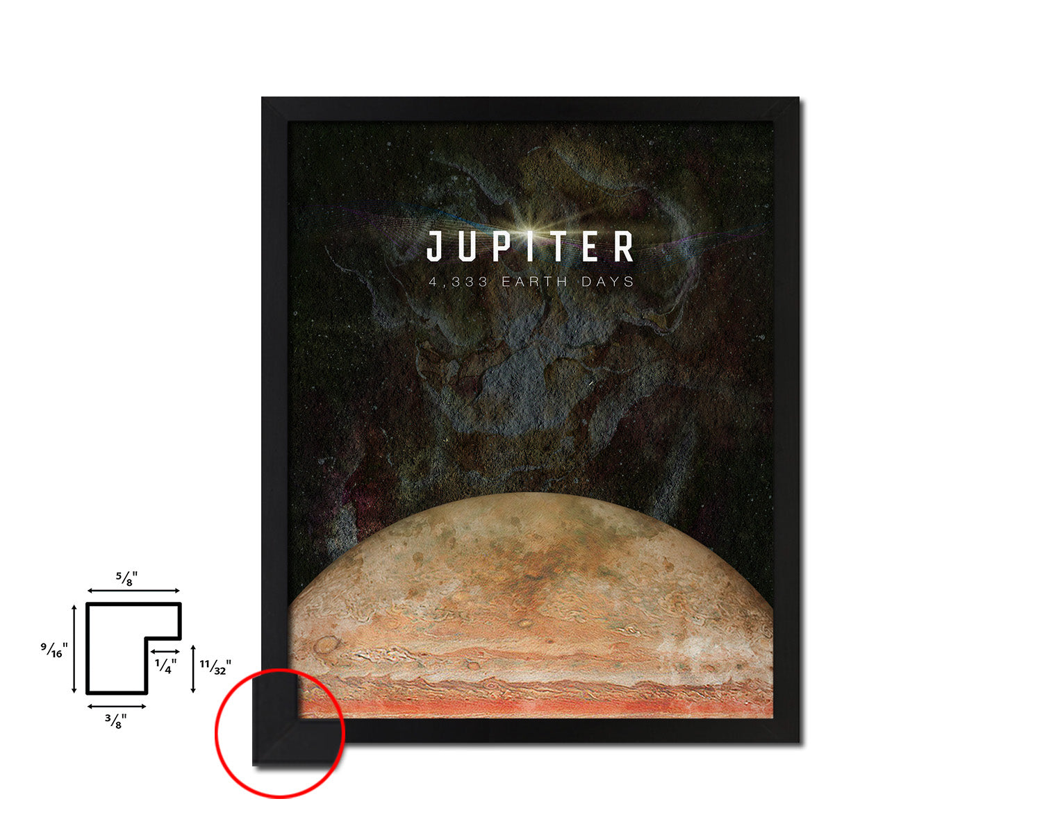 Jupiter Planet Prints Length of Year Watercolor Solar System Framed Print Home Decor Wall Art Gifts