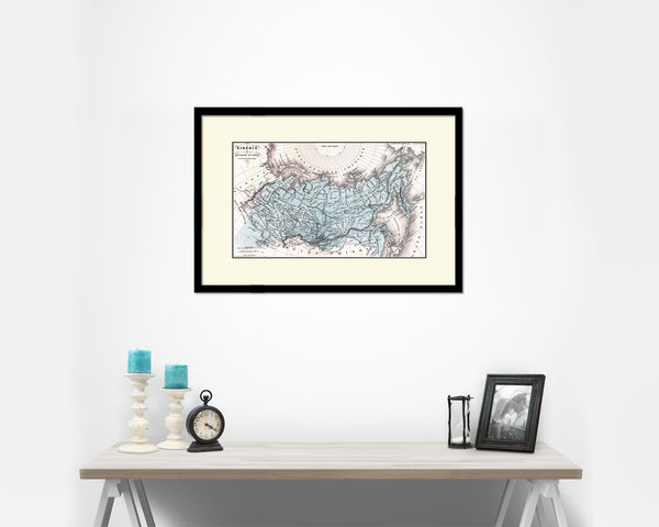 Siberia Russia 1870 Old Map Framed Print Art Wall Decor Gifts