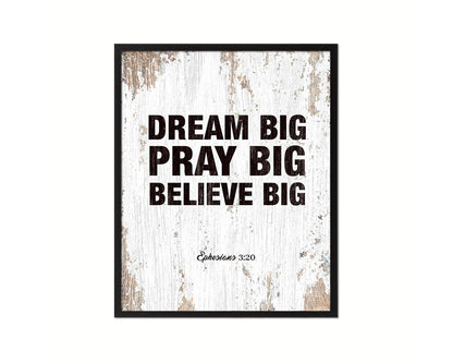 Dream Pray Bbelieve Big Quote Wood Framed Print Home Decor Wall Art Gifts