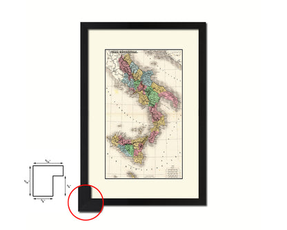 South Italy Old Map Wood Framed Print Art Wall Decor Gifts
