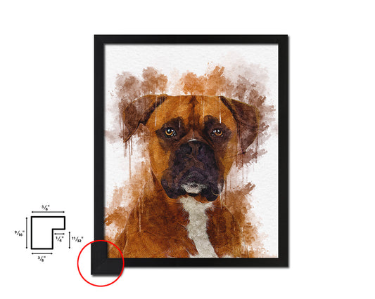 Boxer Dog Puppy Portrait Framed Print Pet Watercolor Wall Decor Art Gifts