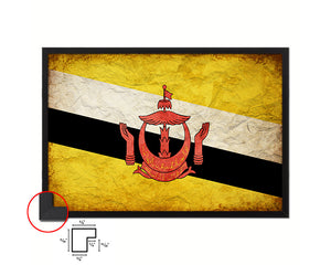 Brunei Country Vintage Flag Wood Framed Print Wall Art Decor Gifts