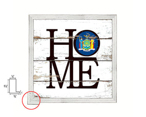 New York State Flag Shabby Chic Home Decor White Wash Wood Frame Wall Art Prints Gift