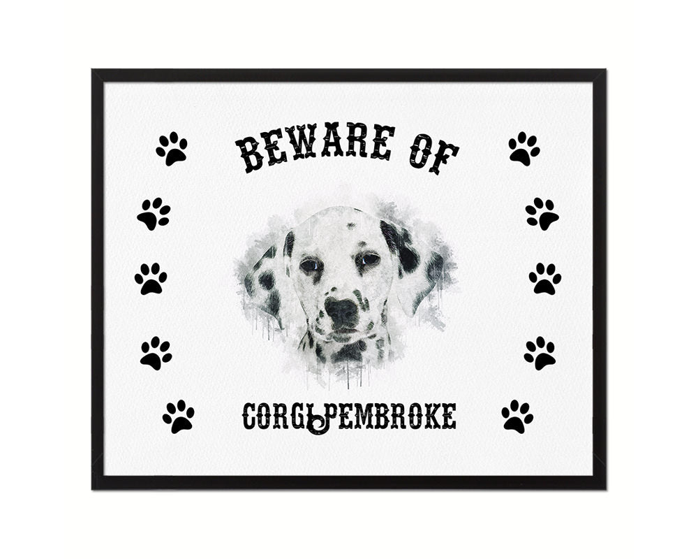 Beware of Dalmatian Sign Wood Framed Print Wall Art Decor Gifts