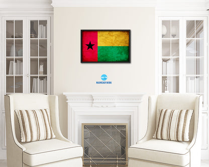 Guinea Bissau Country Vintage Flag Wood Framed Print Wall Art Decor Gifts