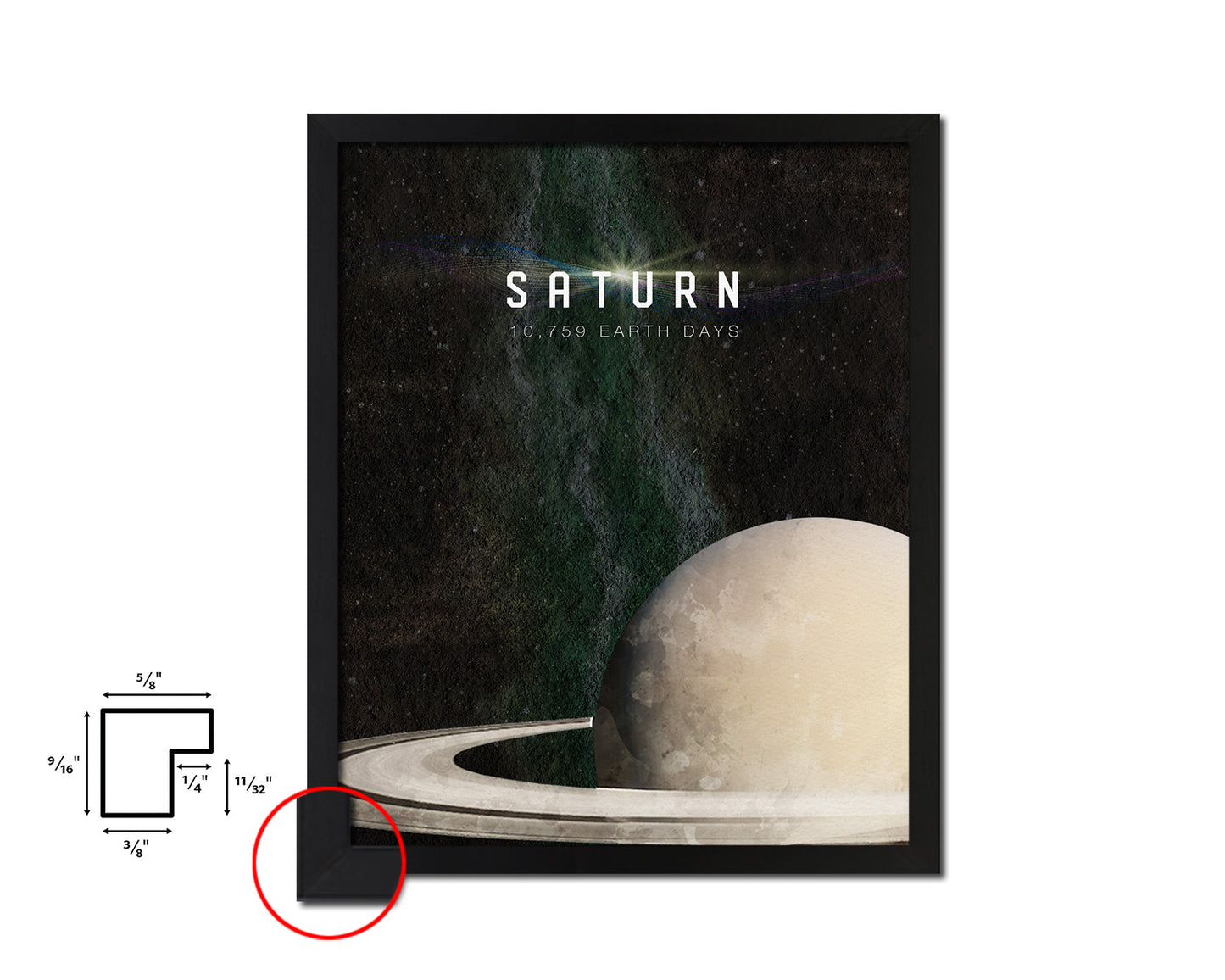 Saturn Planet Prints Length of Year Watercolor Solar System Framed Print Home Decor Wall Art Gifts