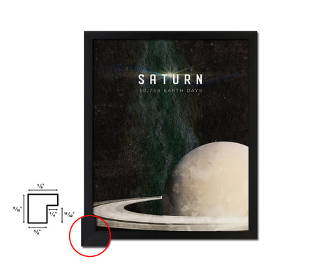 Saturn Planet Prints Length of Year Watercolor Solar System Framed Print Home Decor Wall Art Gifts