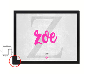 Zoe Personalized Biblical Name Plate Art Framed Print Kids Baby Room Wall Decor Gifts