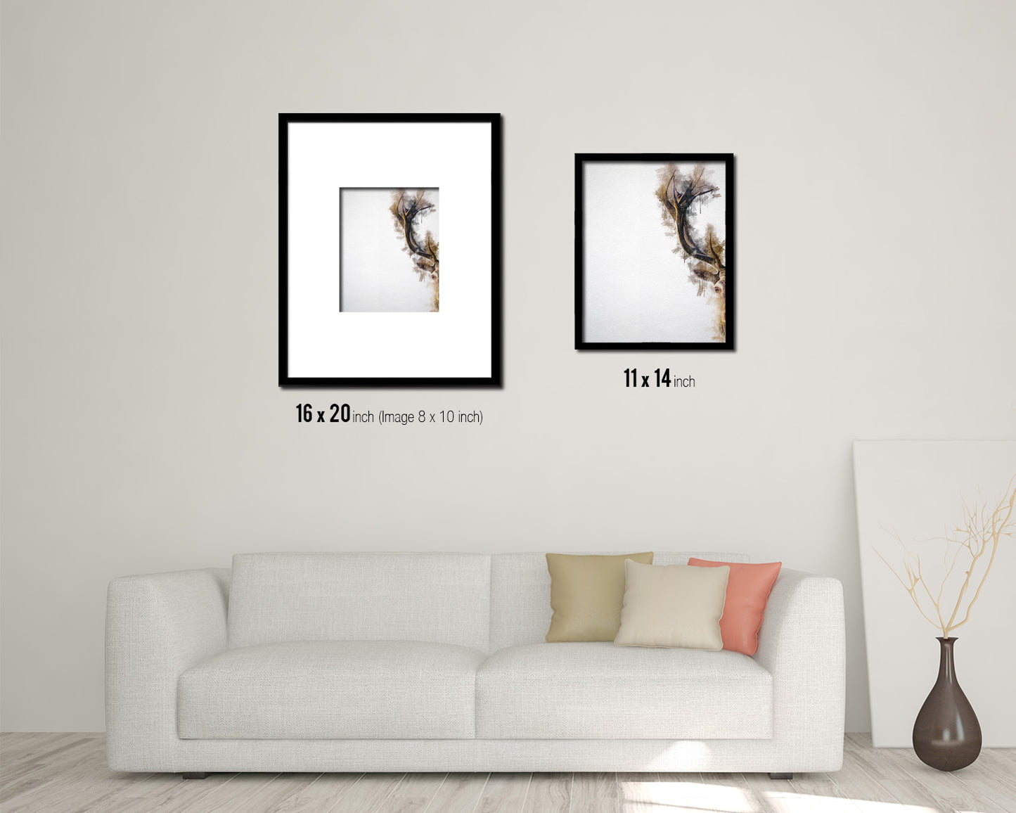 Horn Deer Animal Painting Print Framed Art Home Wall Decor Gifts