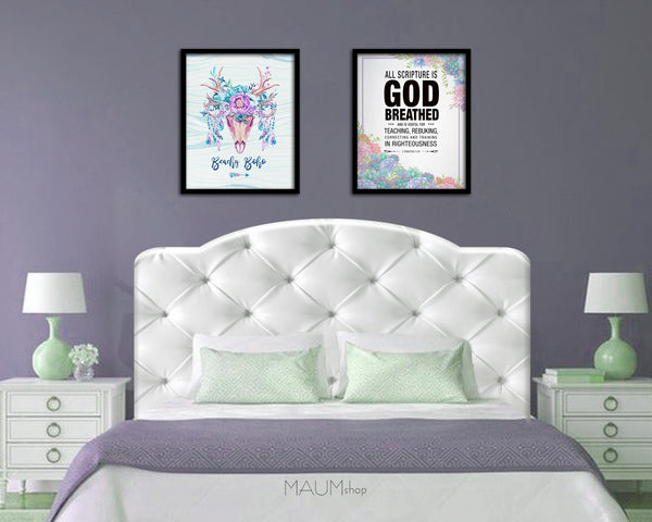 All scripture is God breathed and is useful for teaching Quote Framed Print Wall Decor Art Gifts