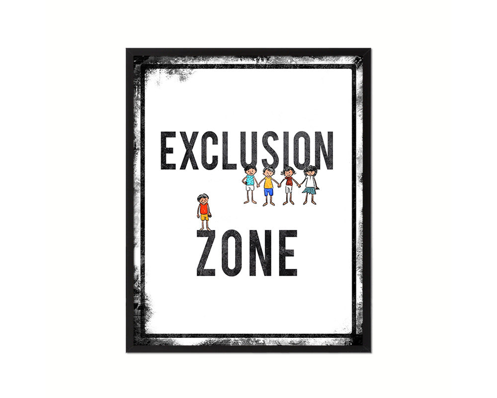 Exclusion Zone Notice Danger Sign Framed Print Home Decor Wall Art Gifts