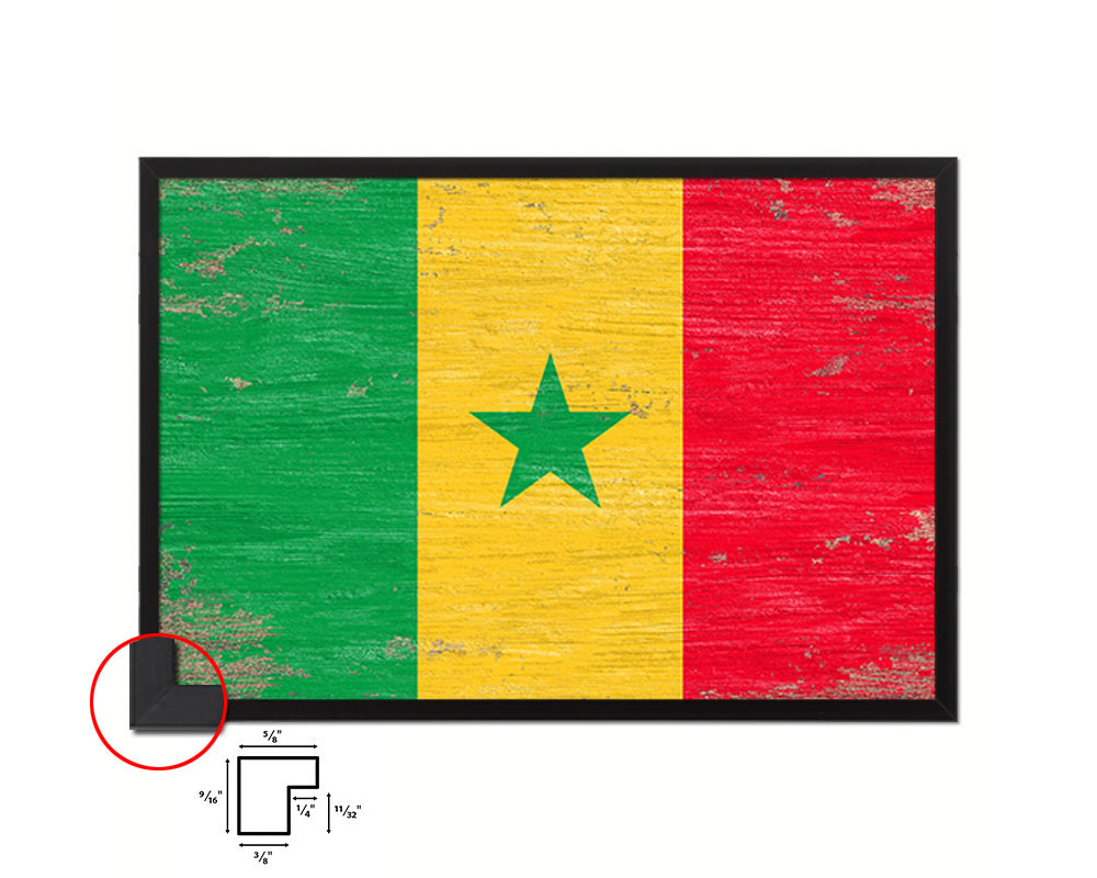 Senegal Shabby Chic Country Flag Wood Framed Print Wall Art Decor Gifts