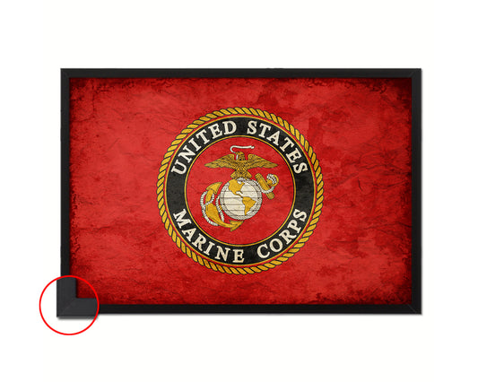 US Marine Corps Emblem Vintage Military Flag Framed Print Sign Decor Wall Art Gifts
