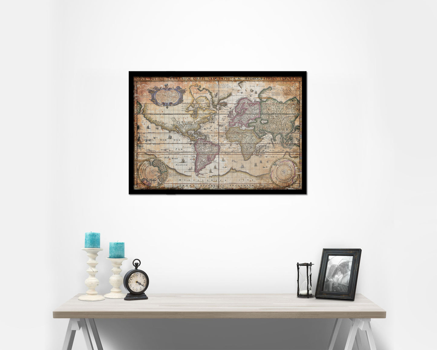 World Old Map Framed Print Art Wall Decor Gifts