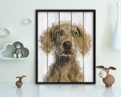 Weimarane Dog Puppy Portrait Framed Print Pet Watercolor Wall Decor Art Gifts
