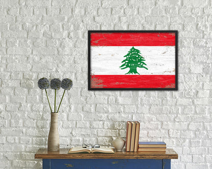Lebanon Shabby Chic Country Flag Wood Framed Print Wall Art Decor Gifts
