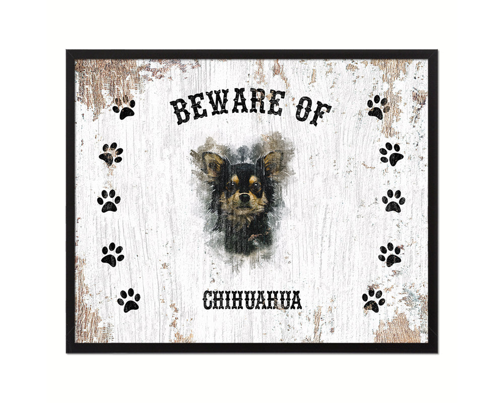 Beware of Chihuahua 9 months Sign Wood Framed Print Wall Art Decor Gifts