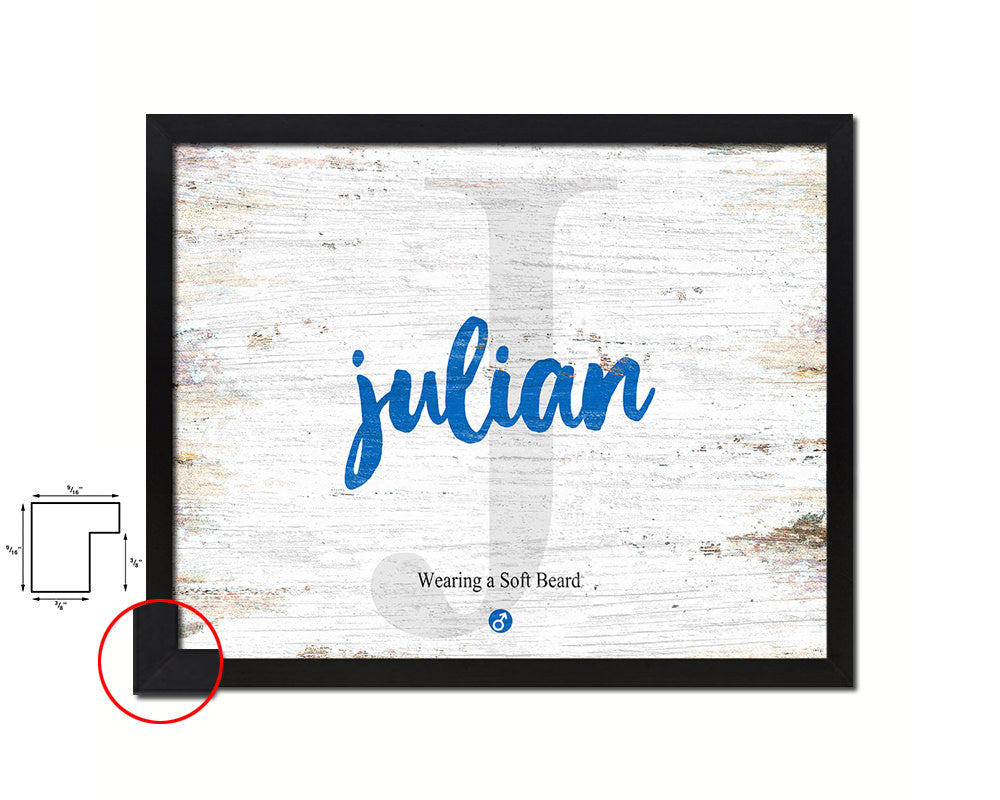 Julian Personalized Biblical Name Plate Art Framed Print Kids Baby Room Wall Decor Gifts