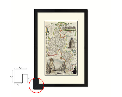 Oxfordshire Old Map Wood Framed Print Art Wall Decor Gifts