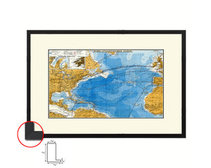 North Atlantic Telegraph Lines Stieler Old Map Framed Print Art Wall Decor Gifts