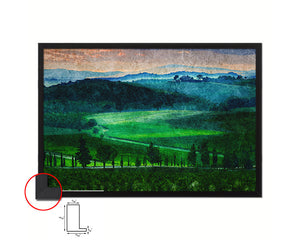 Morning Tuscany Vineyards Artwork Painting Print Art Wood Framed Home Wall Decor Gifts
