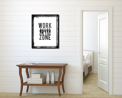 Work Zone Notice Danger Sign Framed Print Home Decor Wall Art Gifts