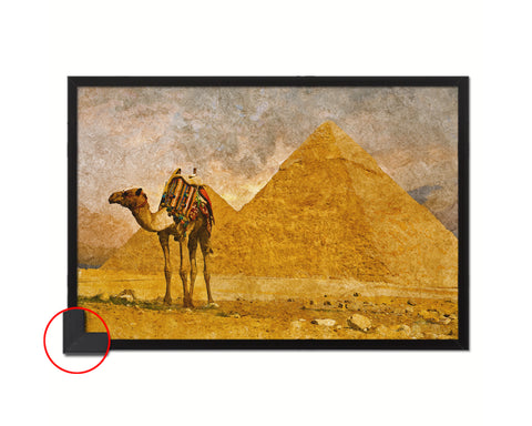 Colorful Saddled Tourist Camel front Pyramids, Giza, Cairo, Europe, Egypt, Landmark