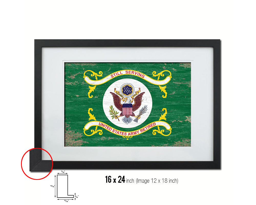 US Army Retired Shabby Chic Military Flag Framed Print Decor Wall Art Gifts