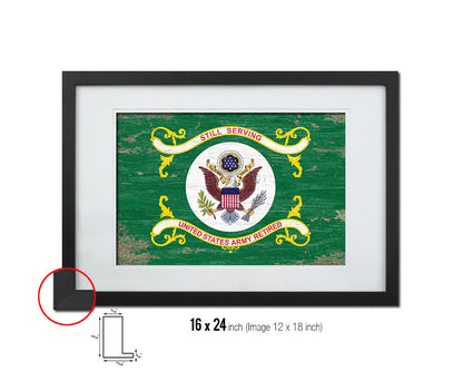 US Army Retired Shabby Chic Military Flag Framed Print Decor Wall Art Gifts