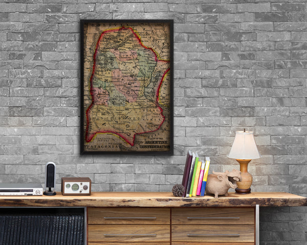 Argentina Vintage Map Wood Framed Print Art Wall Decor Gifts